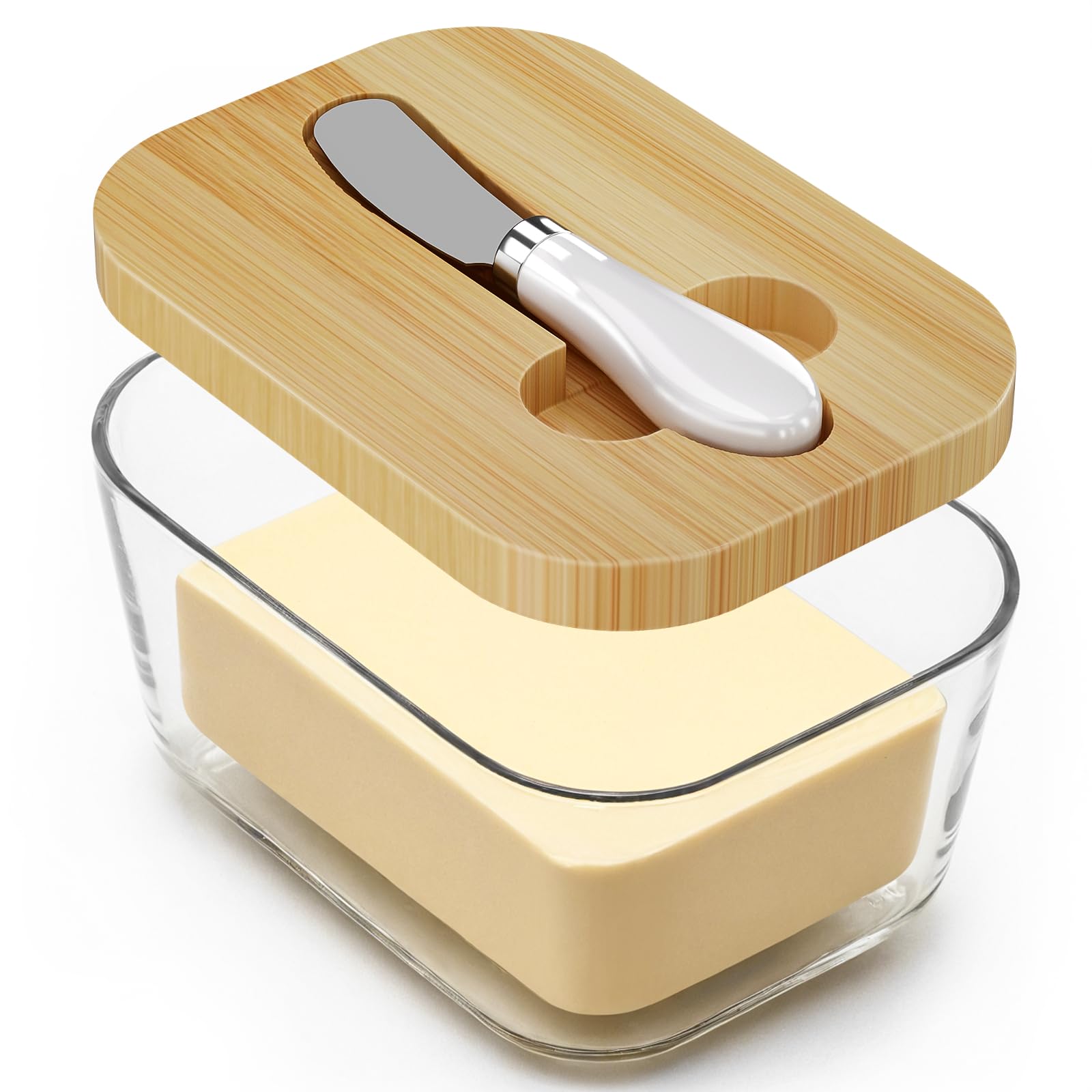 Amazon.com | XCC Large Glass Butter Dish with Lid, Upgraded the